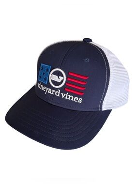 Vineyard Vines Youth American Flag Mesh Trucker Snapback Hat NWOT
